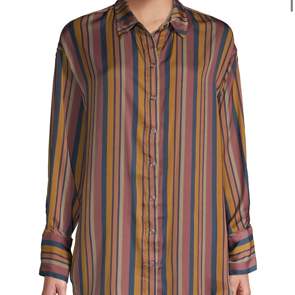 FREE PEOPLE All Smiles Purple Satin Stripe…